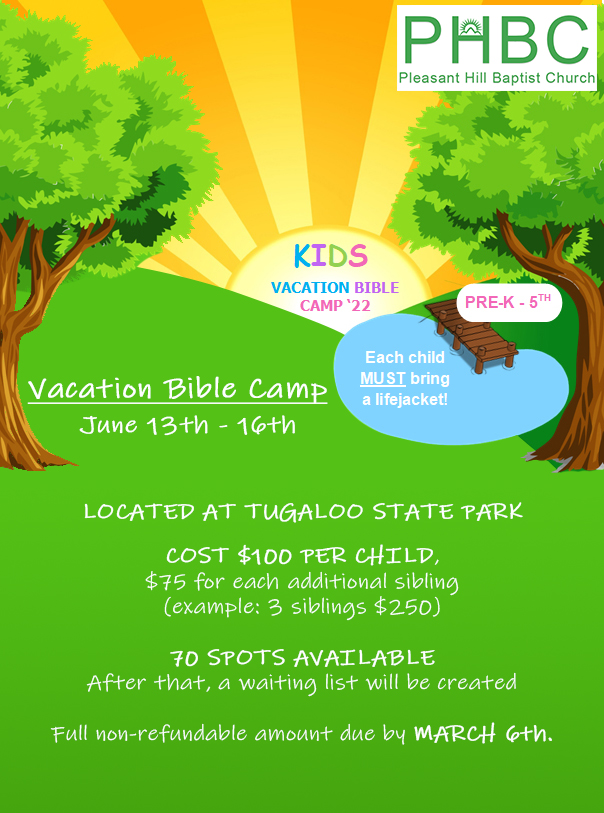 Vacation Bible Camp Tugaloo State Park 2022